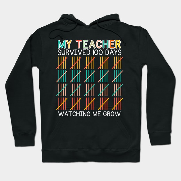 My Teacher Survived 100 Days Of Me 100 School Days for girls boys kids Hoodie by Emouran